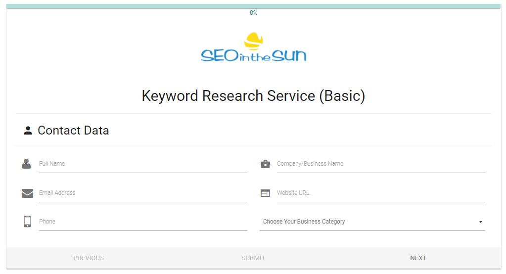Form Keyword Research Service (Basic) Basic Keyword Research Form