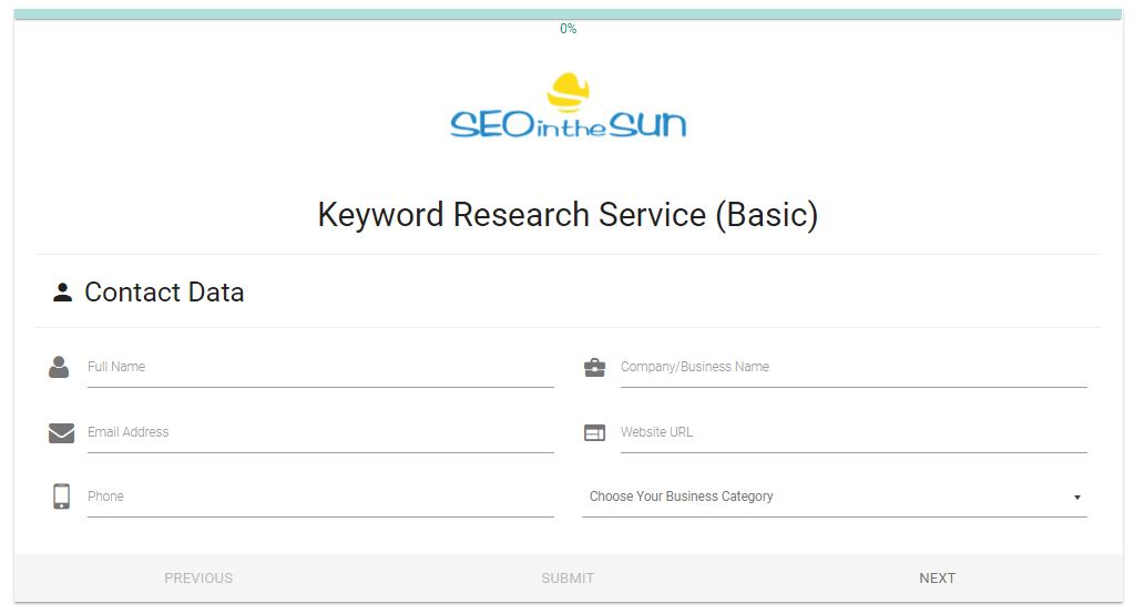 Basic Keyword Research Form