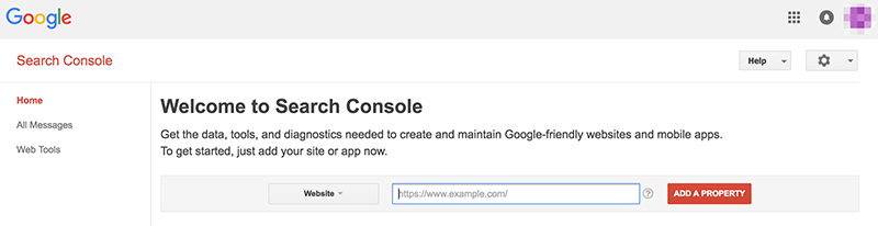 Google Search Console Add Website