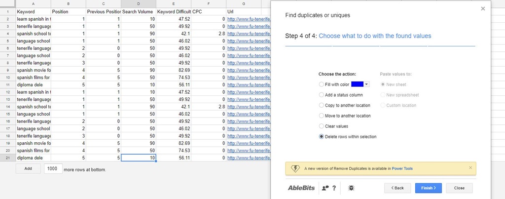 Remove Keyword Duplicates 4