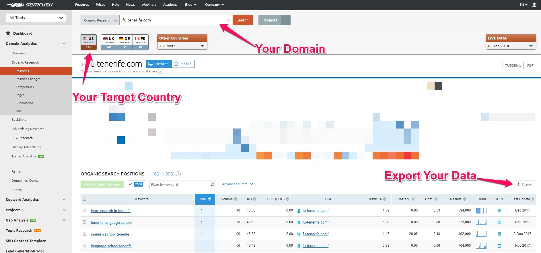 SEMrush rank check