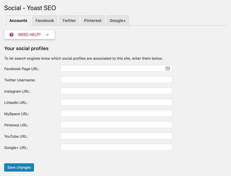 Yoast SEO Social Settings