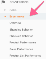 Ecommerce reporting in Google Analytics