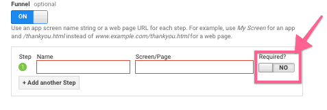 goal funnel step 1 Goal Funnel Setup