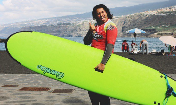 Surfer smiling