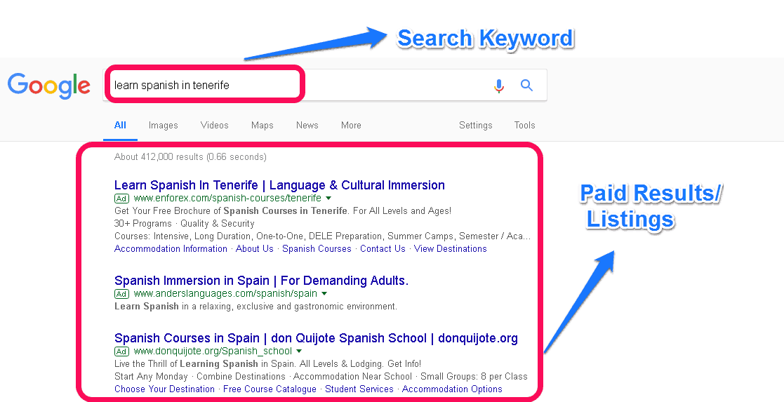 paid results on google